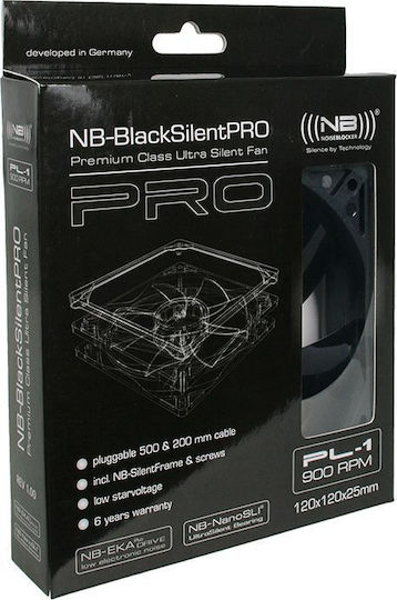 Noiseblocker PL1 Case Fan 120mm 900rpm 40cfm Without LED Lighting And 3-Pin Connection