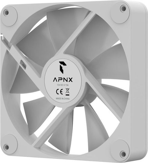 APNX FP1-140 Вентилатор за кутия (1300 оборота / 86.9 cfm) с ARGB осветление и свързване 3-Pin / 4-изводна ШИМ Бял