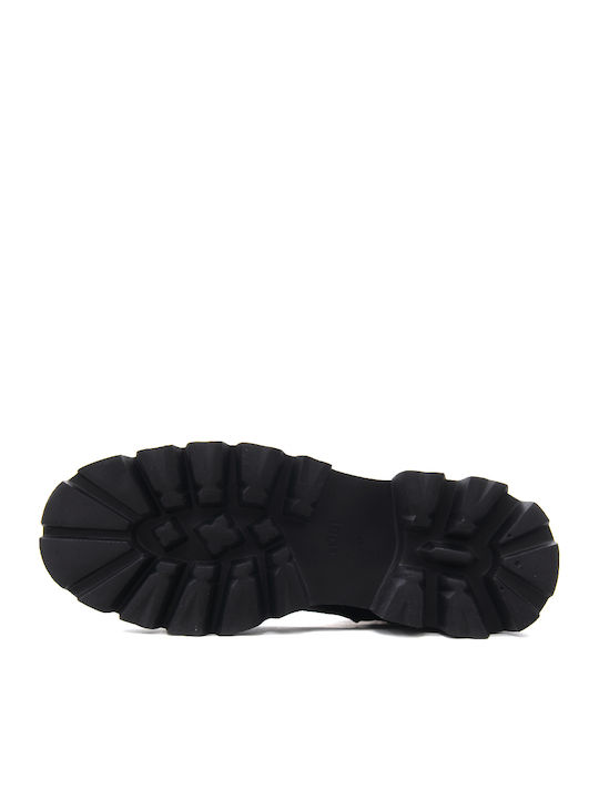 Leder Stiefeletten Damen Schwarz