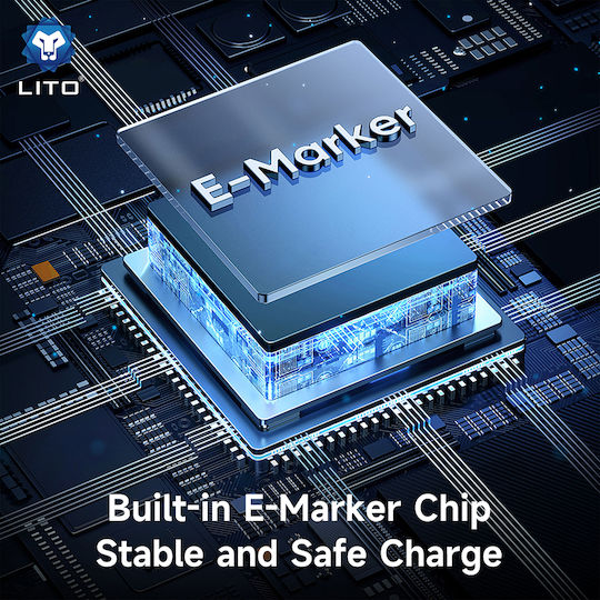 Lito Data LED USB-C to Lightning Cable 36W Μαύρο 1.2m