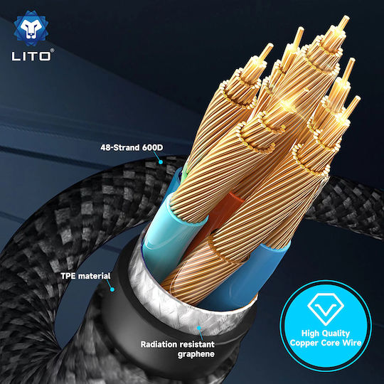 Lito Data LED USB-C to Lightning Cable 36W Μαύρο 1.2m