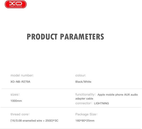 XO USB-A to Lightning Cable Black 1m (16.005.0364)