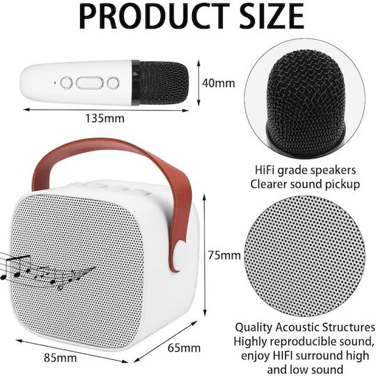 Boxă Karaoke cu Microfoane Wireless Albe