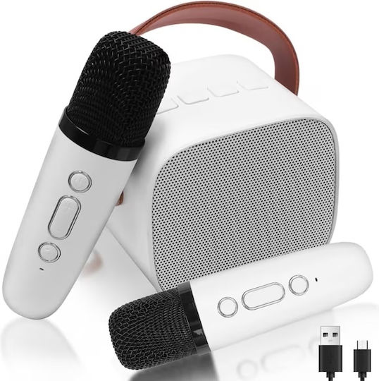 Boxă Karaoke cu Microfoane Wireless Albe