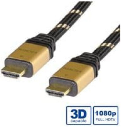 Roline HDMI 1.4 High Speed 1080p 120Hz Braided Cable HDMI Male - HDMI Male 2m Black