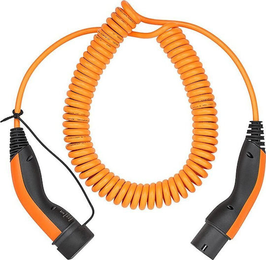 Cablu de Încărcare Spiralat Tip 2 Până la 11 Kw 5 M Portocaliu 61799
