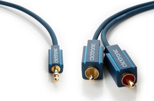 Clicktronic Cablu Audio 3,5 Mm Male - Rca De Sex Masculin Albastru 1m Cu Terminale Placate Cu Aur 70465