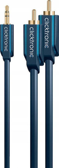 Clicktronic Cablu Audio 3,5 Mm Male - Rca De Sex Masculin Albastru 1m Cu Terminale Placate Cu Aur 70465
