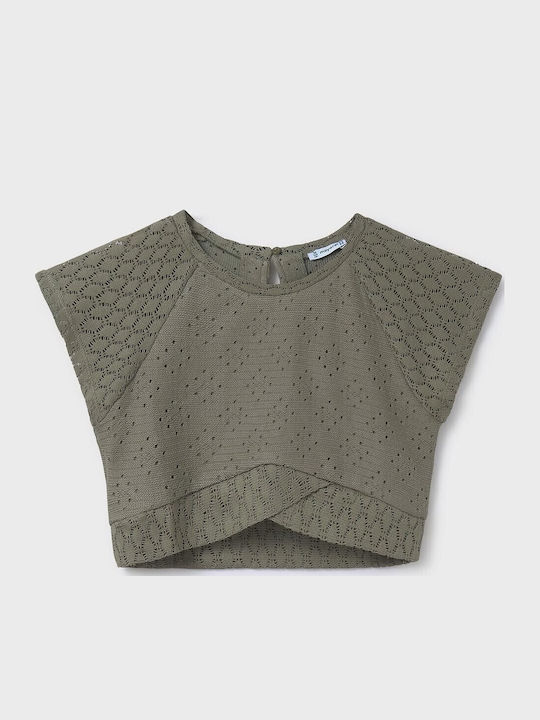 Kids' Crop Top Short Sleeve Khaki