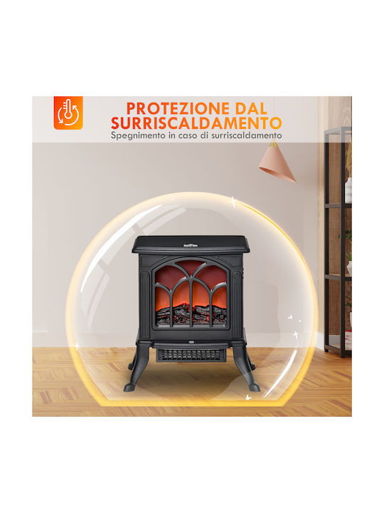 HomCom Boden Elektrischer Kamin 1500W Schwarz