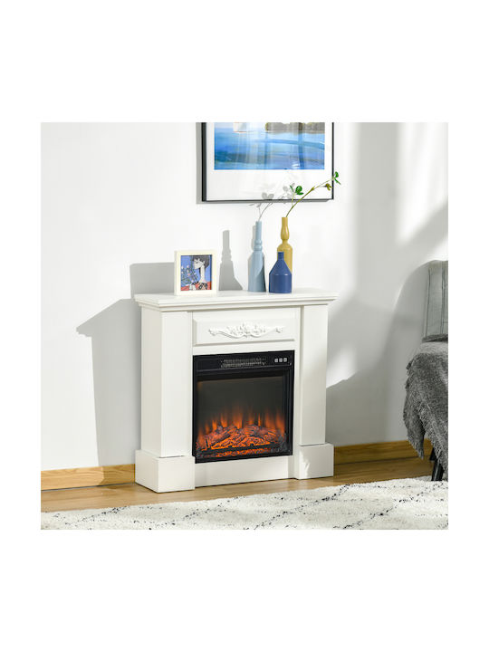 HomCom Boden Elektrischer Kamin 1800W Weiß