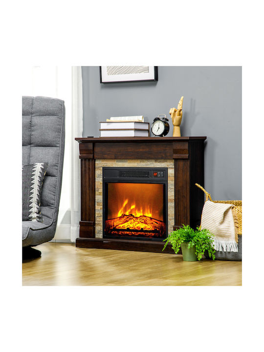 HomCom Под Електрическа печка 1800W 80x21.6см Кафяв