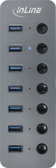 InLine Hub 7 Θυρών USB 3.2 με σύνδεση USB-A Γκρι