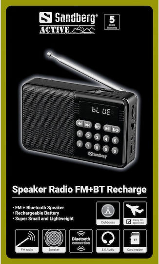 Sandberg 421-18 Portable Radio Rechargeable with Bluetooth and USB Black