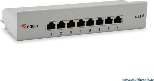 Equip Patch Panel Shielded για Rack 1U 8 Θυρών cat6 Γκρι