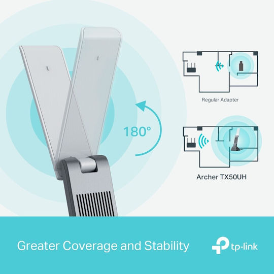 Мрежов адаптер Tp-link Archer Tx50uh 3000 Mbps Безжичен Ax Usb 3.0 2 вътрешни антени