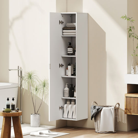 HomCom Floor Bathroom Column Cabinet L30xD31.5xH160cm White
