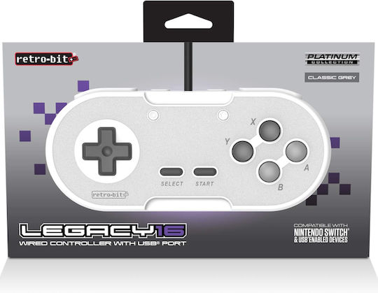 Retro-bit Legacy16 Ενσύρματο Gamepad για Switch Γκρι