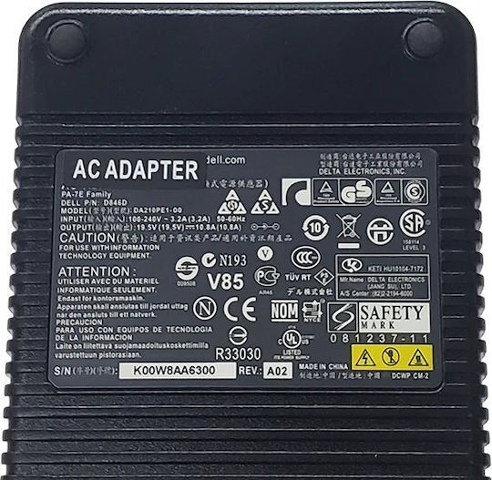 Захранващ адаптер за лаптопи Dell 19.5v 10.8a 180w жак 7.4mm X 5.0mm