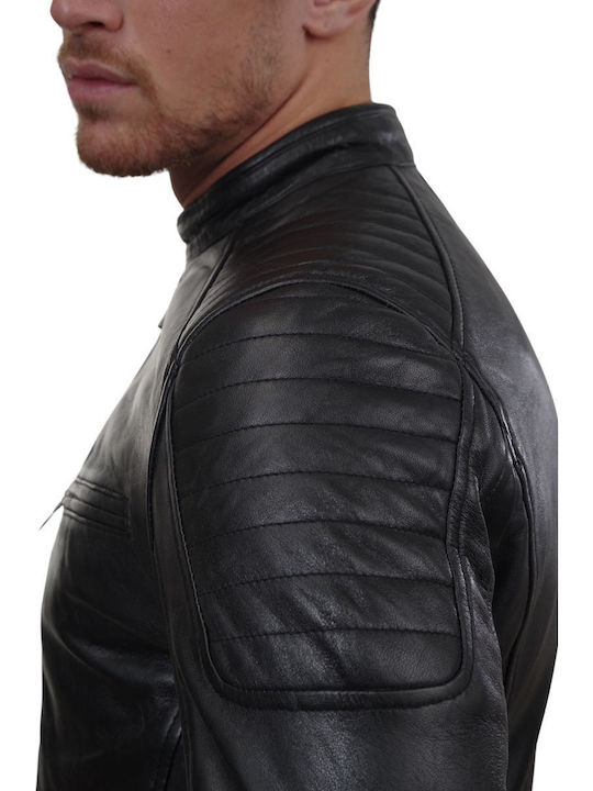 Delta Sheep Leather Winter Jacket Biker Black