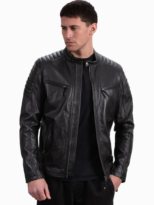 Delta Sheep Leather Winter Jacket Biker Black