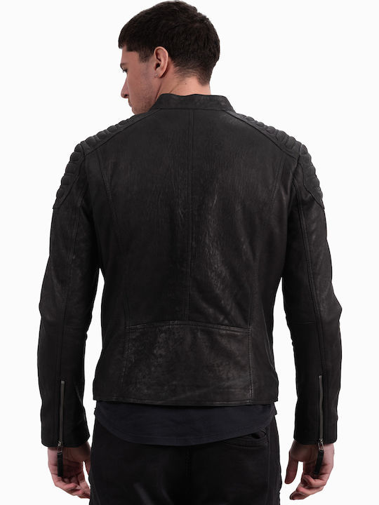Yankee Buffed Leather Jacket Black