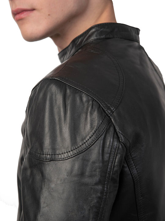 Romeo Sheep Leather Jacket Biker Black
