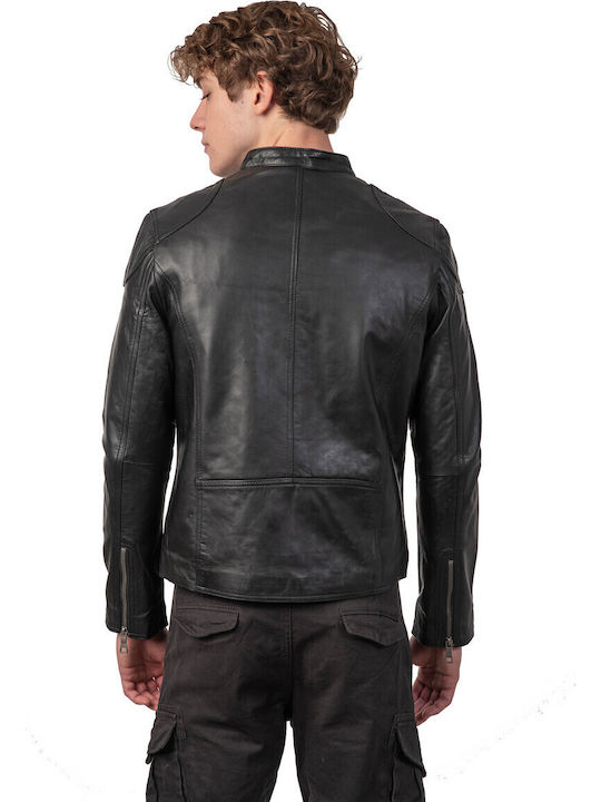 Romeo Sheep Leather Jacket Biker Black