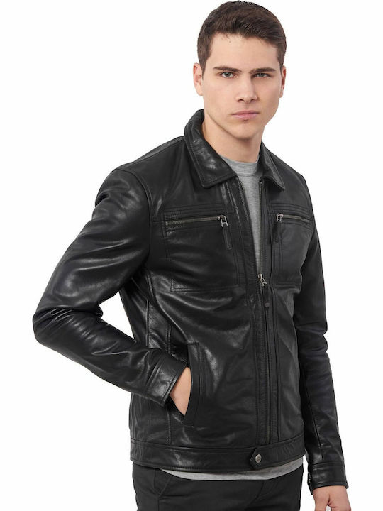 Whiskey Buffalo Leather Jacket Black