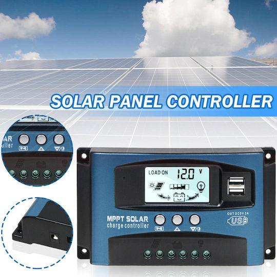 Taggo Solar Controller Mppt Pwm 100a 1200w/12v 1200w/24v Dual Usb Lcd Display App Control