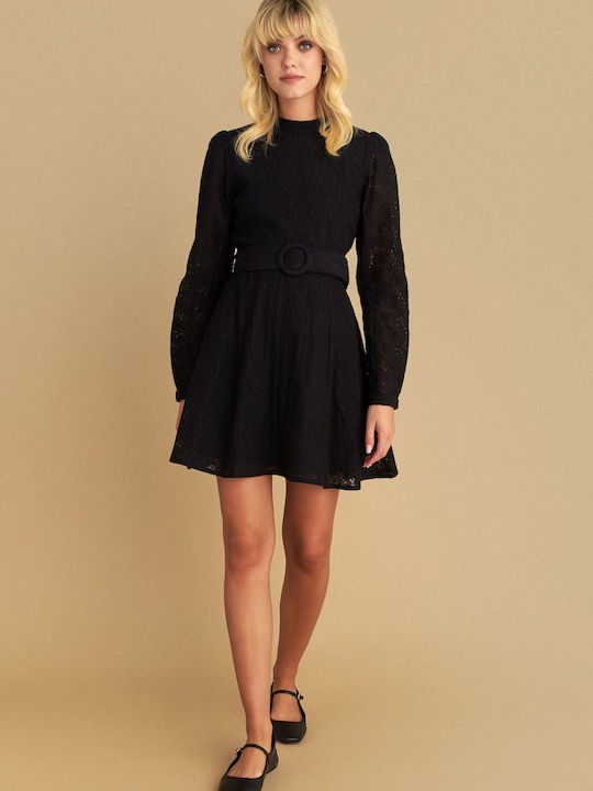 Mini Βραδινό Φόρεμα με Δαντέλα Black