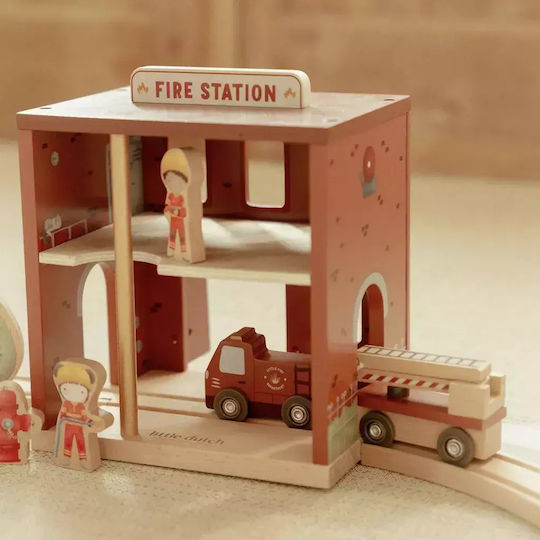 Little Dutch Fire Station Vehicle Wooden for 24+ Months