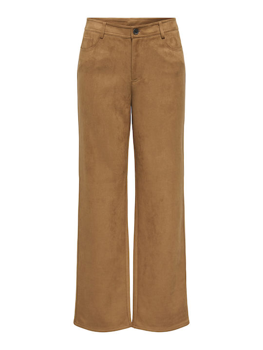 Women's High-waisted Fabric Trousers Tabac Brownc Brown