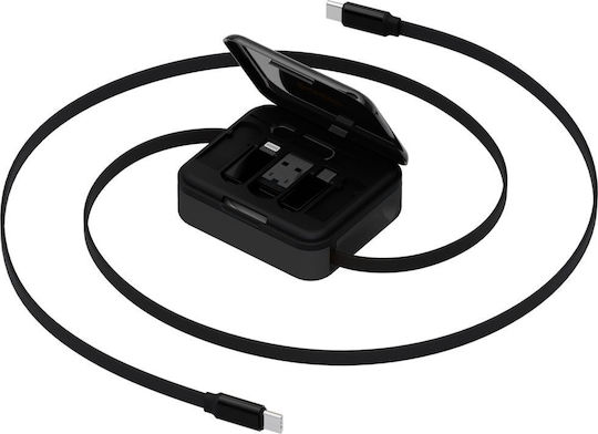 Energea Retractable USB 2.0 to micro USB Cable Μαύρο 1m 1τμχ