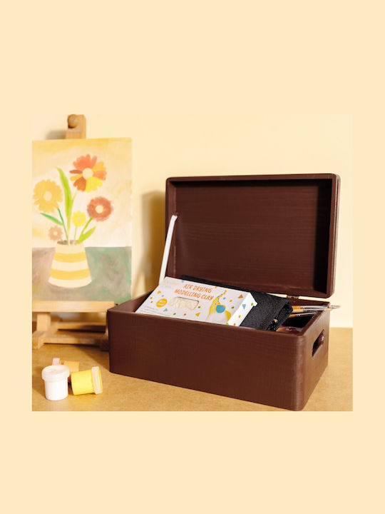Creative Deco Große Braune Holz-Aufbewahrungsbox 30 x 20 x 14 cm + 1 cm Griffe Deckel Dekorative Truhe Perfekt für Dokumente Andenken Spielzeug Werkzeuge