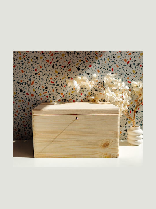 Cutie Mare din Lemn Creative Deco XXL cu Capac și Încuietoare 40 x 30 x 24 cm + 1 cm Fără Mânere Cufăr din Lemn pentru Documente Jucării Unelte