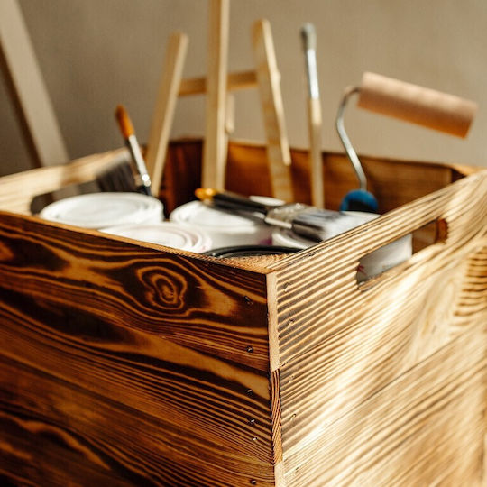 Creative Deco Wooden Burned Box Suitable Kallax Shelves 33x37x33cm Box Handles Natural Organizer Box Diy Gift Decoration Documents Tools Toys