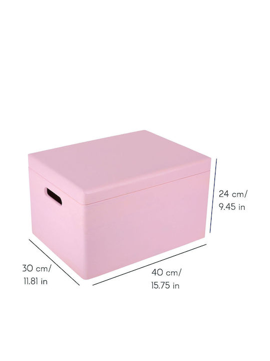 Cutie de Depozitare Mare din Lemn Creative Deco XXL Roz 40 x 30 x 24 cm + 1 cm Mânere Capac Decorativ Perfectă pentru Documente Amintiri Jucării Unelte