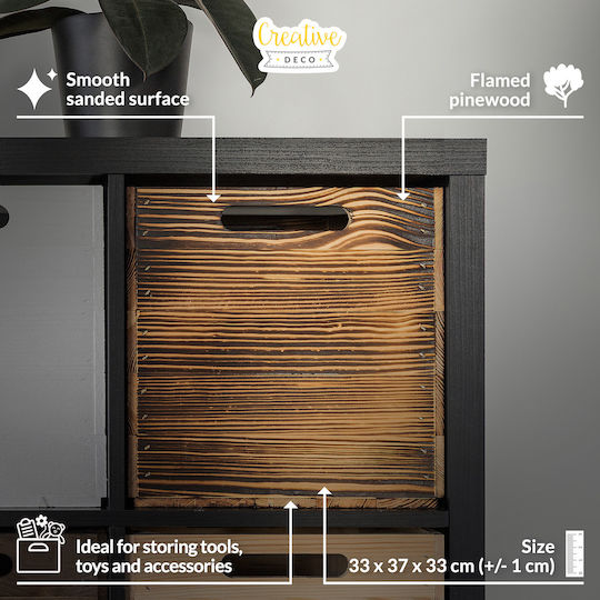 Creative Deco Wooden Burned Box Suitable Kallax Shelves 33x37x33cm Box Handles Natural Organizer Box Diy Gift Decoration Documents Tools Toys