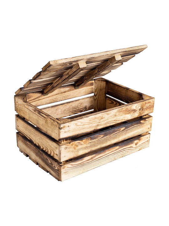 Creative Deco Wooden Burned Chest Large Lid 40 X 30 X 22 Cm Vintage Style Burned Wooden Box Perfect Storage Gift Diy Decoration