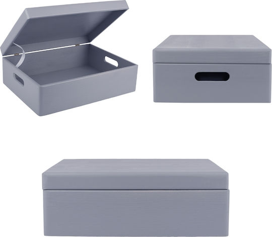 Creative Deco Xl Gray Large Wooden Storage Box 40 X 30 X 14 Cm + 1 Cm Handles Lid Decorative Chest Perfect Documents Memorabilia Toys Tools