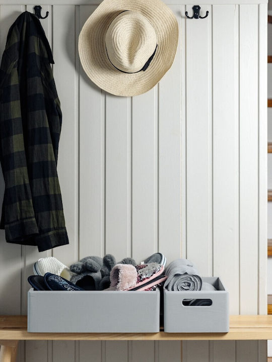 Креатив Деко Голяма Дървена Кутия за Съхранение Сива 30 X 20 X 13 См + 1 См Дръжки Идеална за Документи Ценности Играчки Инструменти