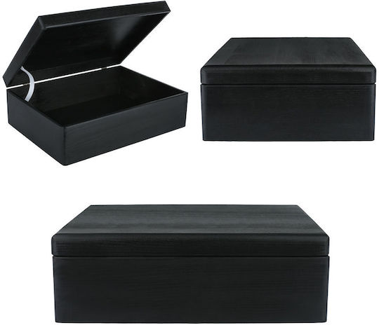 Creative Deco Xl Black Large Wooden Storage Box Lid 40 X 30 X 14 Cm + 1 Cm Without Handles Decorative Chest Perfect Documents Memorabilia Toys Tools