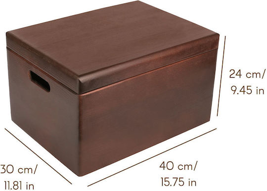 Cutie de Depozitare Mare din Lemn Creative Deco XXL Maro 40 x 30 x 24 cm + Capac cu Mânere de 1 cm Cufăr Decorativ Perfect pentru Documente Amintiri Jucării Unelte
