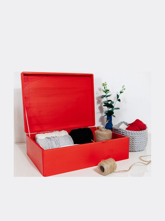 Creative Deco Xl Red Large Wooden Storage Box Lid 40 X 30 X 14 Cm + 1 Cm No Handles Decorative Chest Perfect Documents Memorabilia Toys Tools
