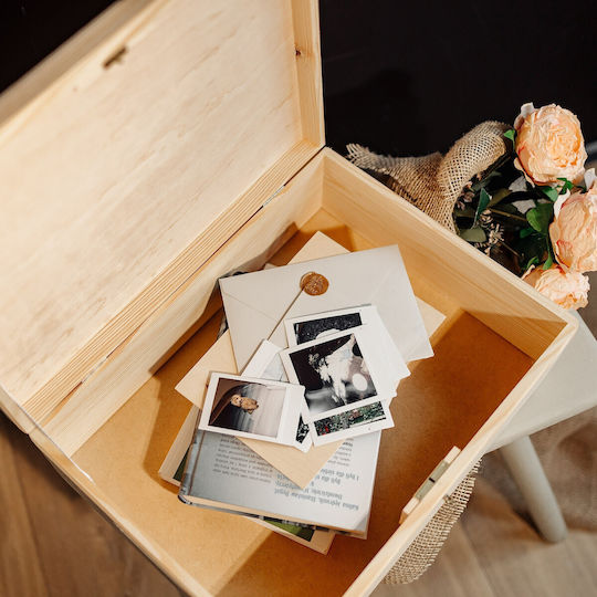 Creative Deco Xl Large Wooden Box Lock Lid Decoration 40 X 30 X 14 Cm + 1 Cm Without Handles Wooden Chest Documents Toys Tools