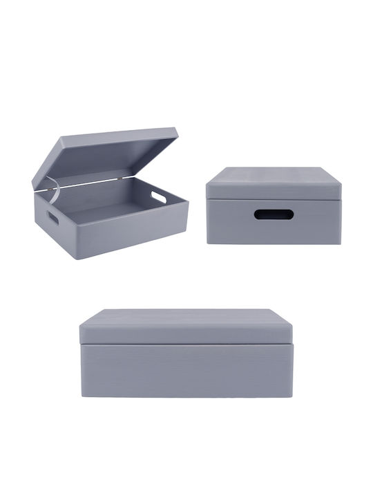 Creative Deco Xl Gray Large Wooden Storage Box 40 X 30 X 14 Cm + 1 Cm Handles Lid Decorative Chest Perfect Documents Memorabilia Toys Tools