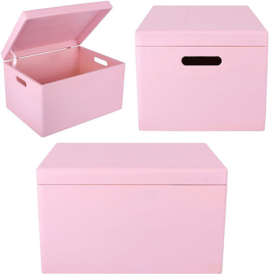 Cutie de Depozitare Mare din Lemn Creative Deco XXL Roz 40 x 30 x 24 cm + 1 cm Mânere Capac Decorativ Perfectă pentru Documente Amintiri Jucării Unelte