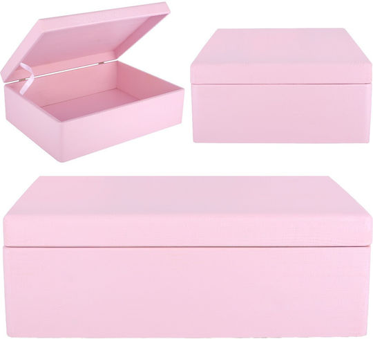 Creative Deco Xl Pink Large Wooden Storage Box Lid 40 X 30 X 14 Cm + 1 Cm No Handles Decorative Chest Perfect Documents Keepsakes Toys Tools