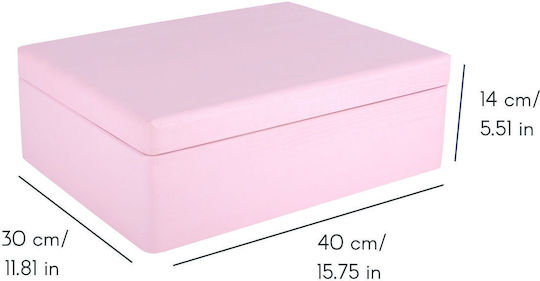 Creative Deco Xl Pink Large Wooden Storage Box Lid 40 X 30 X 14 Cm + 1 Cm No Handles Decorative Chest Perfect Documents Keepsakes Toys Tools